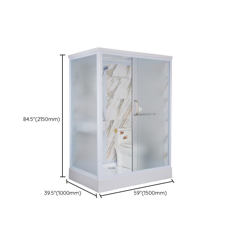 Contemporary Frosted Shower Stall Framed Single Sliding Shower Stall