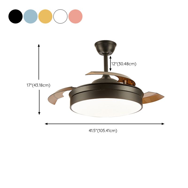 Nordic Ceiling Fan Lamp Fixture Colorful LED Ceiling Flush Mount for Kids' Room