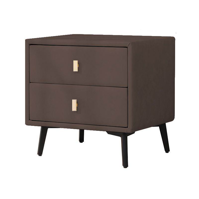 Faux Leather Night Table Modern 20 Inch H 2-Drawer Storage Legs Included Nightstand