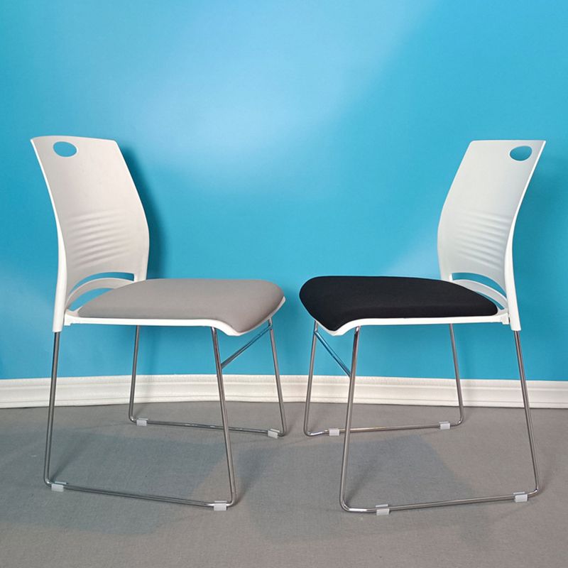 Silver Steel Frame Conference Chair Low Back Lumbar Support Chair