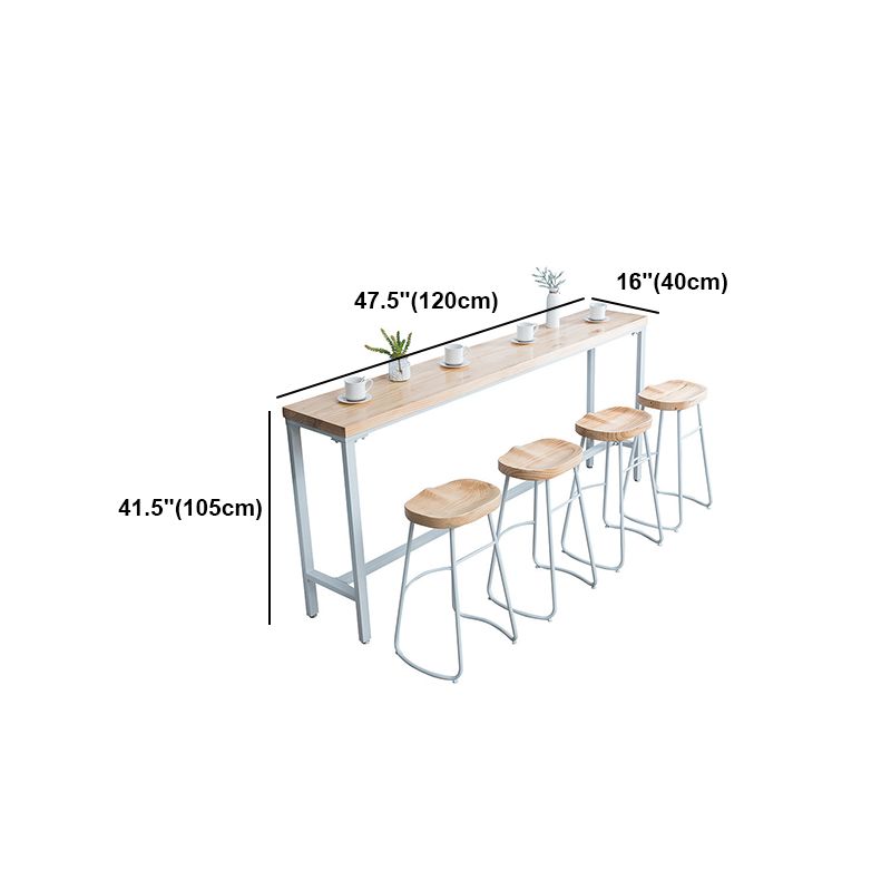 Light Brown Modern Style Bar Table Solid Wood and Iron Bar Table for Dining Room