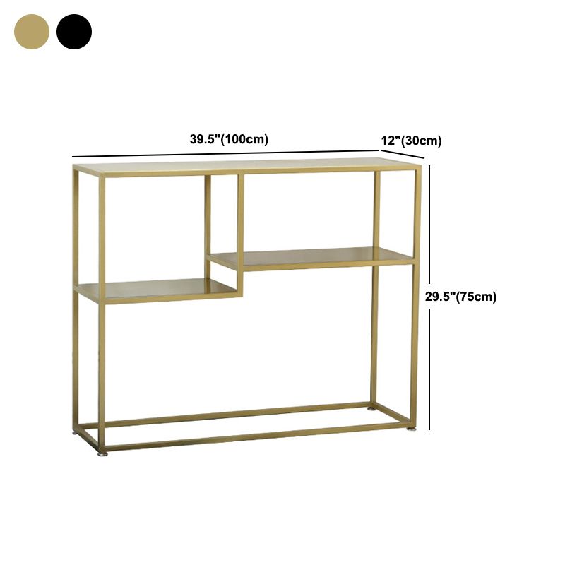 Contemporary Iron Console Sofa Table Rectangle End Table with Shelves for Hall