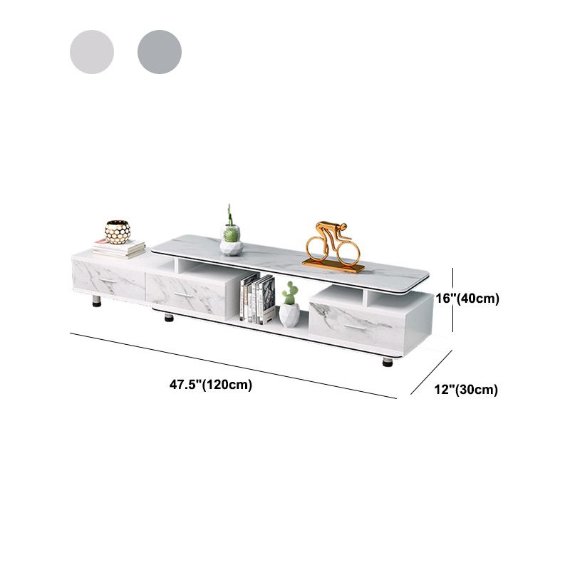 Modern Engineered Wood TV Stand White TV Cabinet with Drawers and Sliding Storage