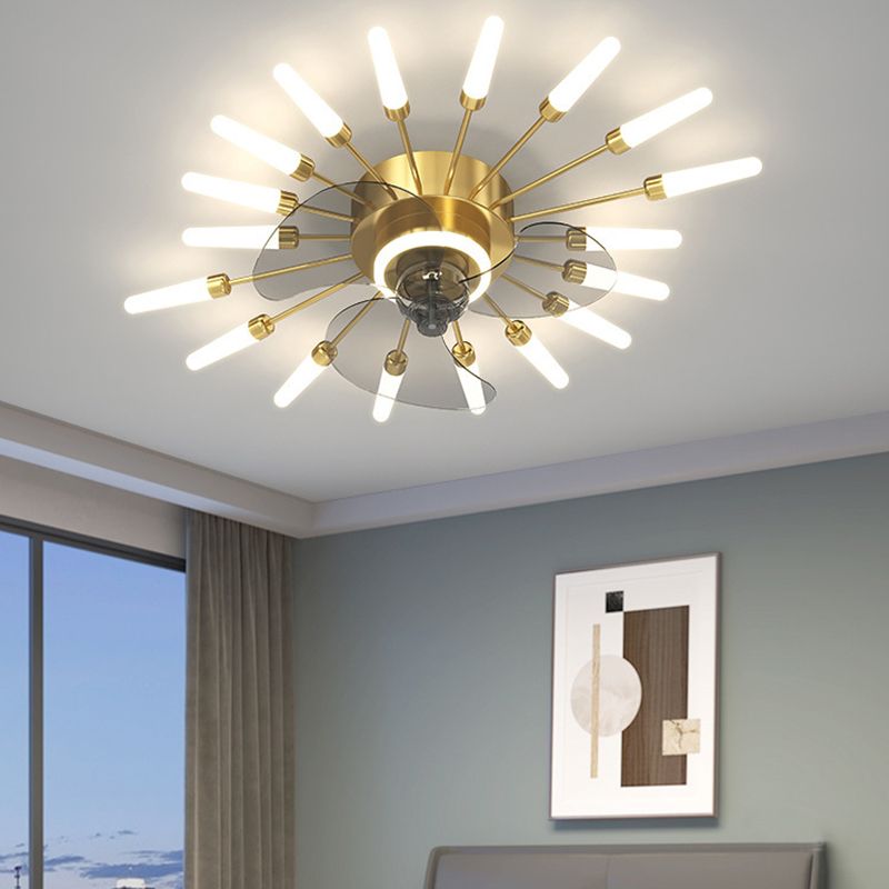 Modern 18/26-Light Ceiling Fan Lamp Black/Golden LED Ceiling Fan Light for Living Room