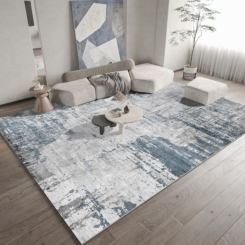 Grauer Modern Teppich Polyester Industrialteppich Nicht-Rutsch-Backing Teppich für Salon Room