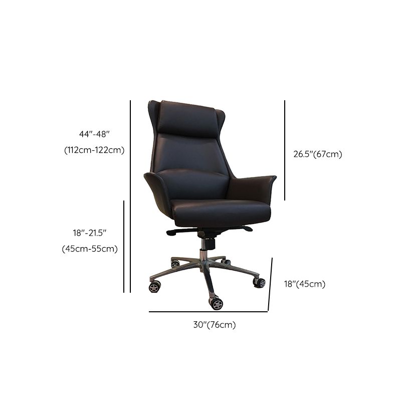 Contemporary Upholstered Managers Chair Faux Leather Black Task Swivel Chair