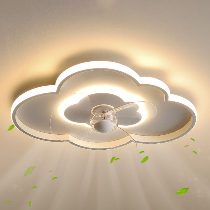 Modern 2-Light White Ceiling Fan Lamp LED Ceiling Fan Light for Bedroom