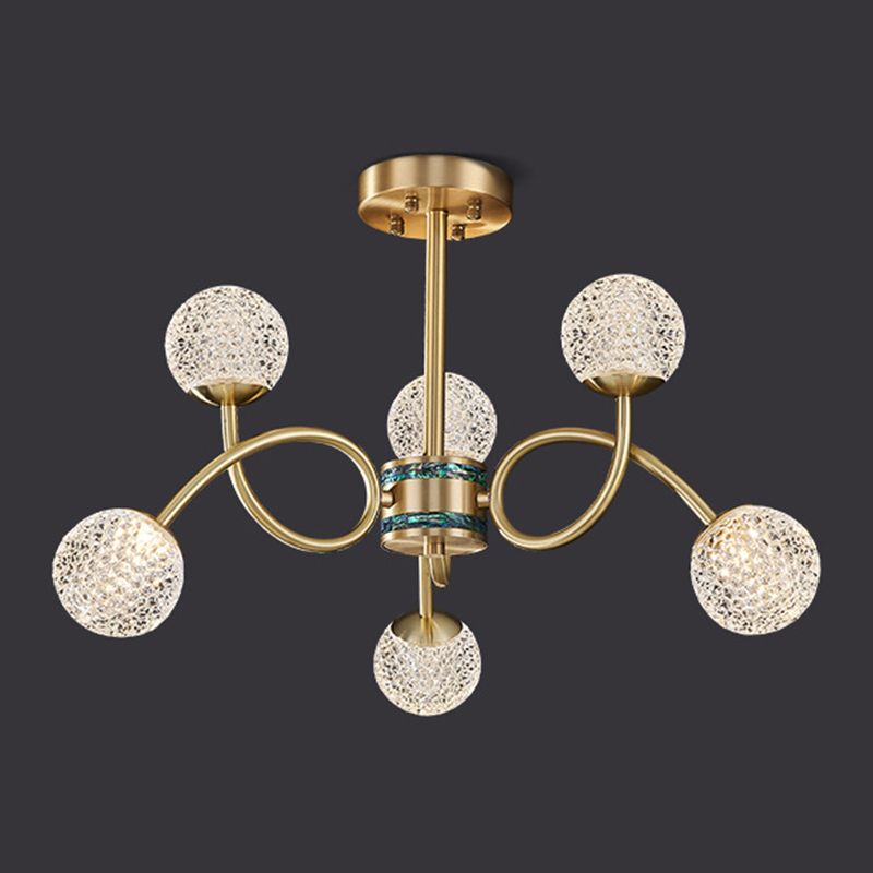 Gold Ceiling Suspension Lamp Modernist Globe Shape Metal Chandelier Lighting Fixtures