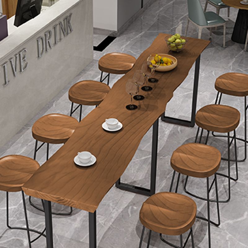 Modern Wood and Metal Bistro Accent Dining Table Sled Indoor Patio Bar Table