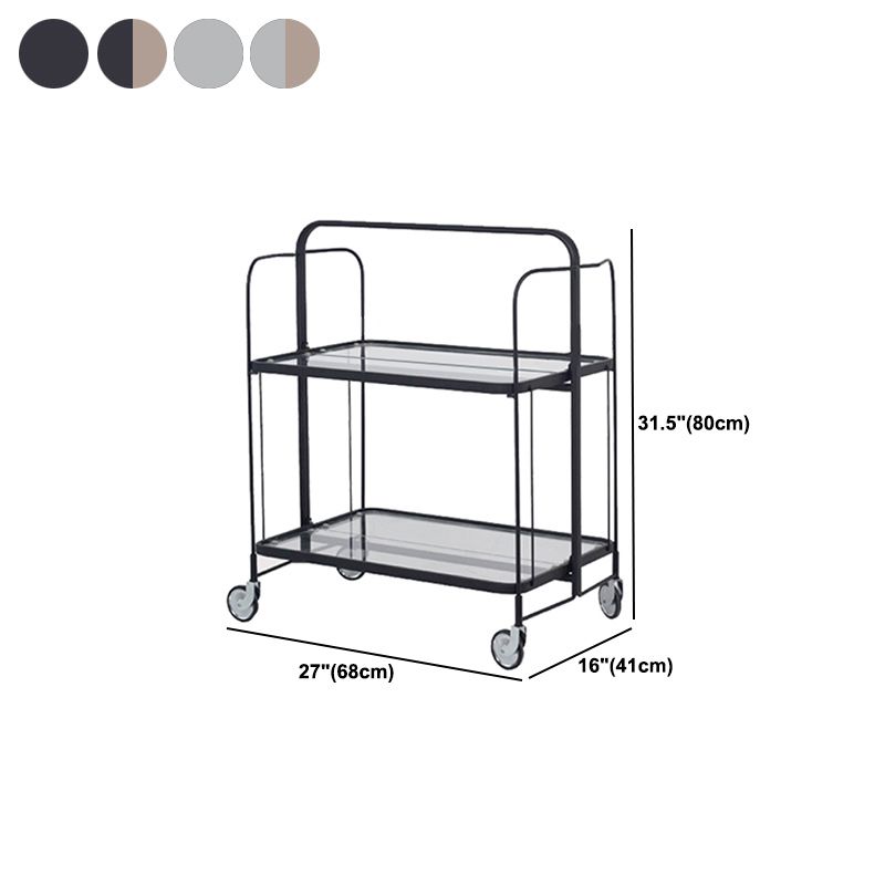 Contemporary Glass Top Corner Table with Shelf, Rectangular Side Table