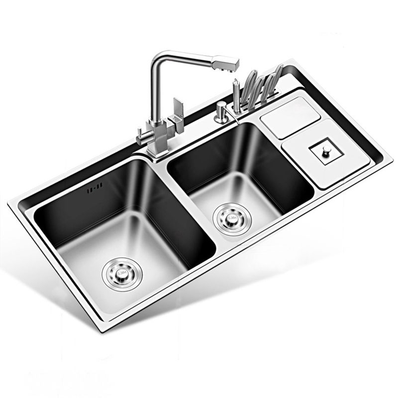 Large Triple Bowl Kitchen Sink Stainless Steel Chrome Sink with Accessories