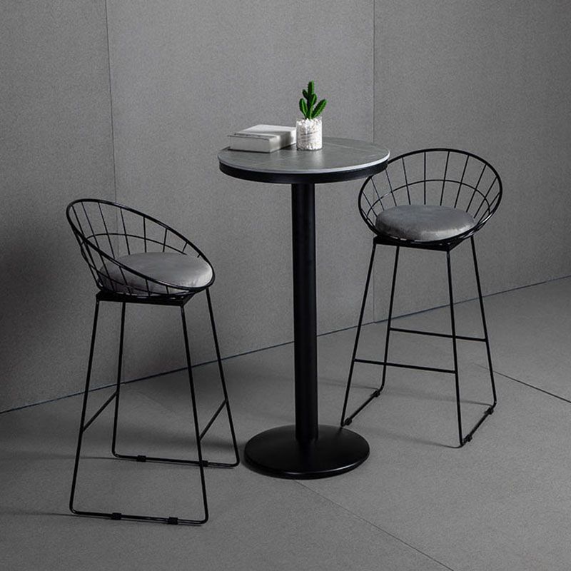 Industrial Style Marble Cocktail Bar Table Black Metal Base Bar Table