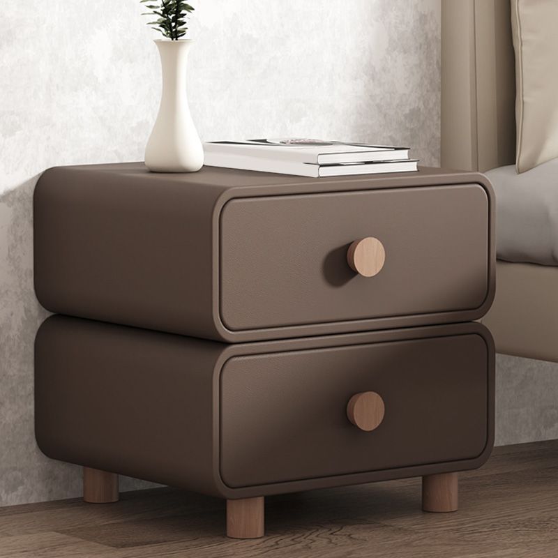 Modern Bed Nightstand Classic Leather Bedside Cabinet with Drawers