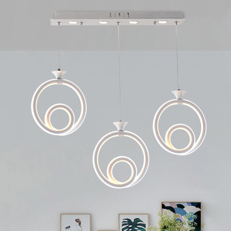 Multi-Ring Cluster Pendant Contemporary Acrylic 3/5-Head Kitchen Suspension Lamp in Warm/White/Natural Light