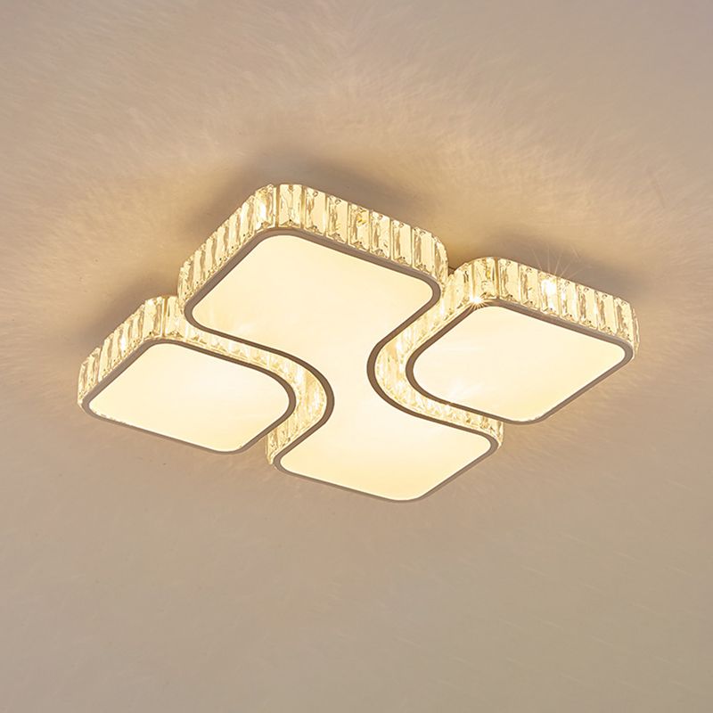 Montaggio a filo a LED rettangolare bianco in moderno luce di cristallo in stile di lusso per soggiorno