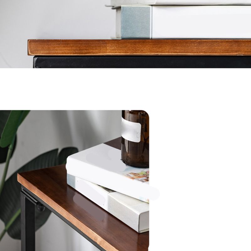 Dark Brown Solid Wood Top Console Table with Metal  Sled Legs