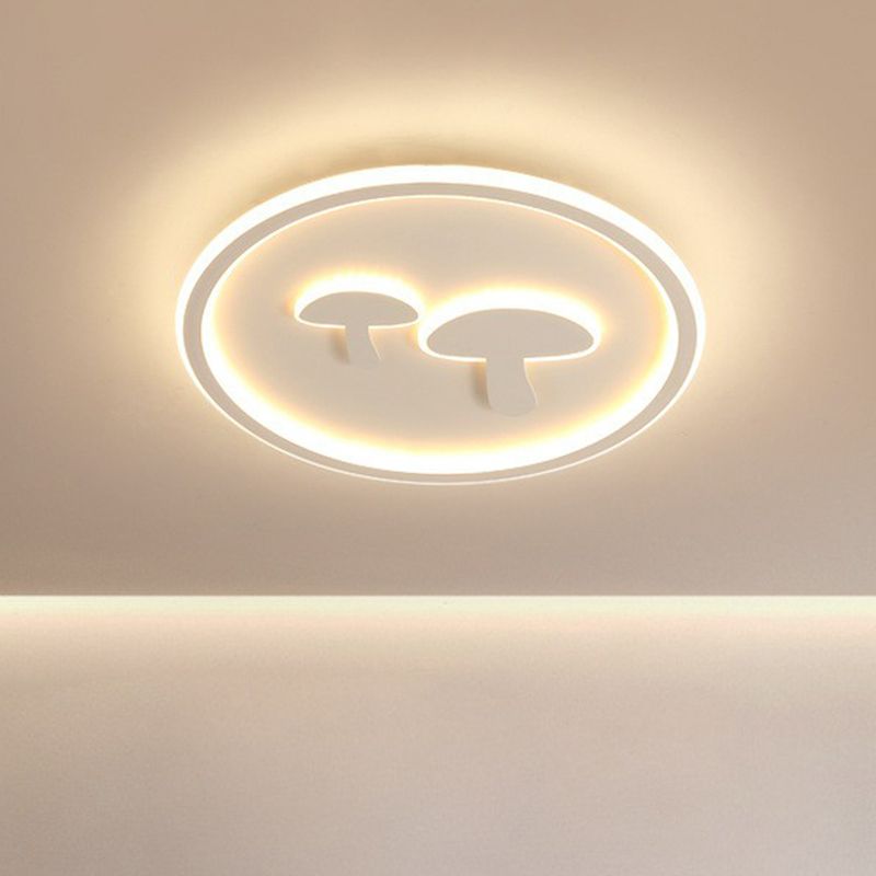 Cartoon Mushroom LED Flush Mount Light Acrylic Bedroom Flush Mount Ceiling Light with Halo Ring