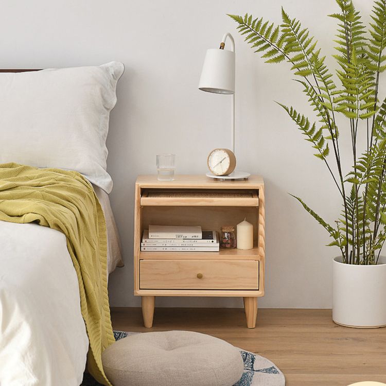 Modern Bed Nightstand Solid Wood Bedside Cabinet for Bedroom