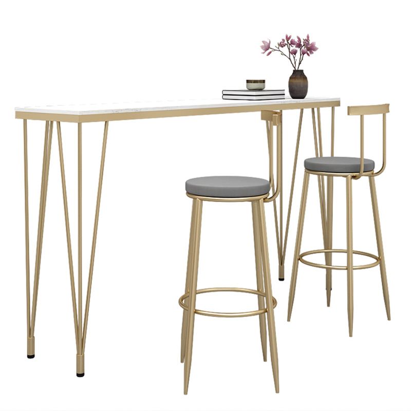 Indoor Glam Style Bar Table 42-inch Height Gold 4 Legs Bistro Table