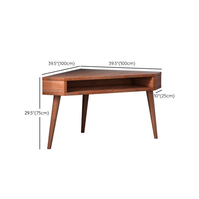 Contemporary Solid Wood Writing Desk Bedroom Office Desk in Brown with Legs