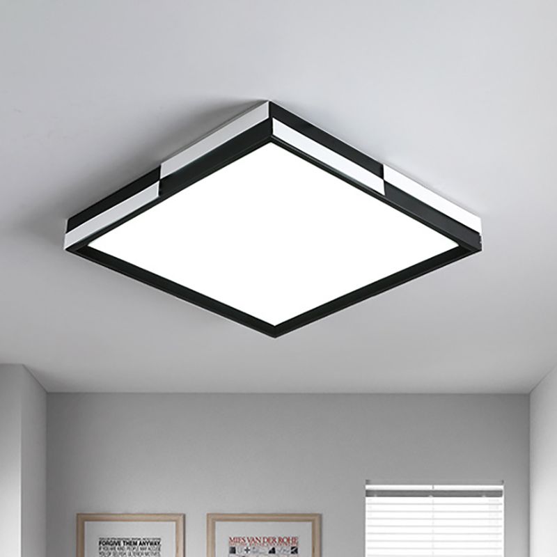 Rectangular Flush Mount Light Modern Acrylic LED Black Ceiling Mounted Lamp in Warm/White Light, 16"/19.5"/37.5" Wide