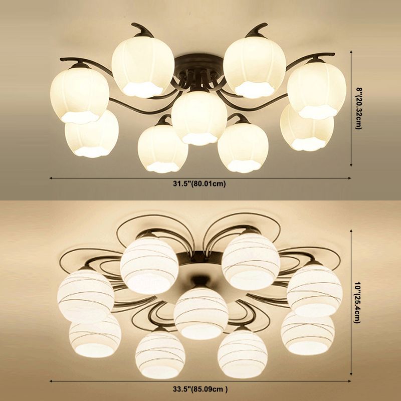 Simple Flush Mount Light Fixture Modern Ceiling Lamp with Glass Shade for Living Room