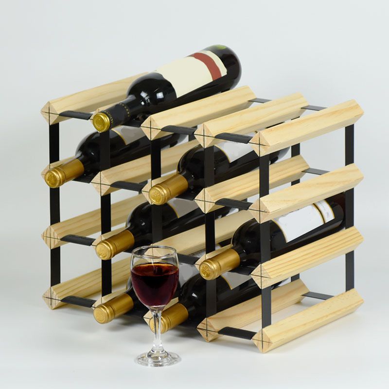 Pine Countertop Wine Bottle Holder Modern Bottle Holder in Natural Wood