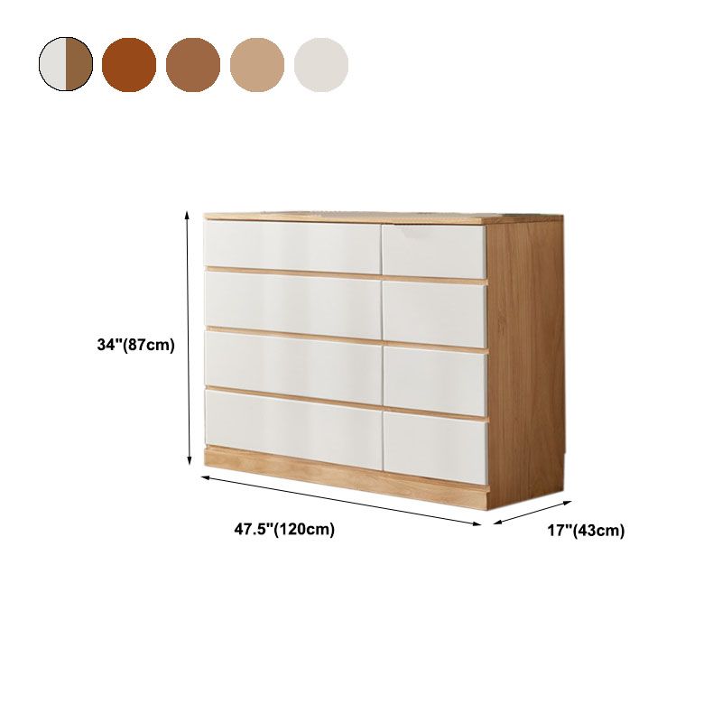 Wooden Double Dresser Modern Style Bedroom Storage Chest Dresser with Drawers