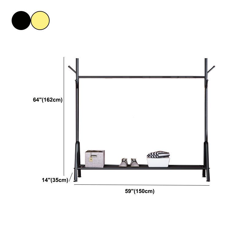 Modern Metal Hall Stand Hanging Rail Lower Shelf and Hooks Entry Hall Tree