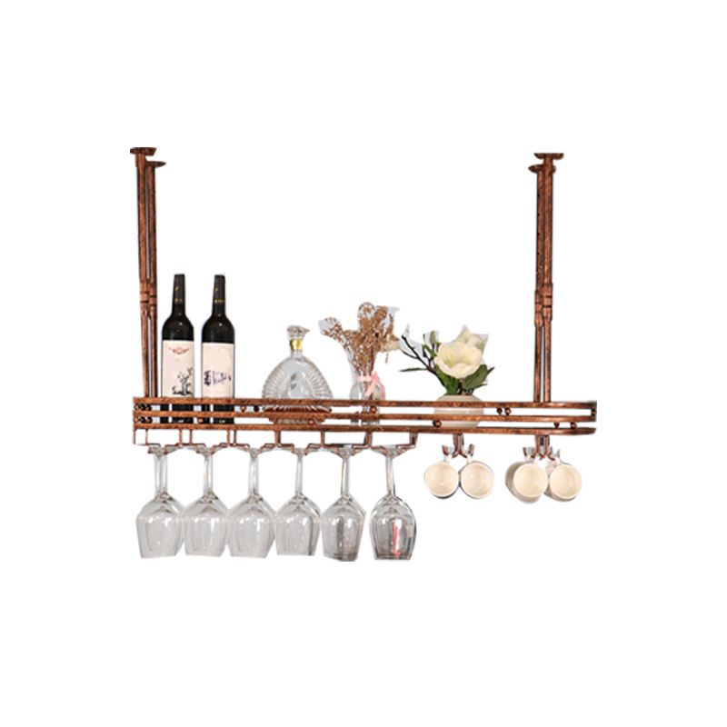 Industrial Hanging Wine Holder Rack Metal Wine Shelf for Kitchen