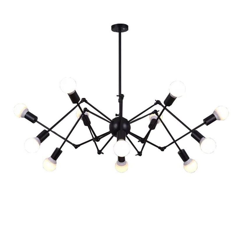 Industrial Exposed Chandelier Light Fixture Metal Pendant Light Fixture in Black