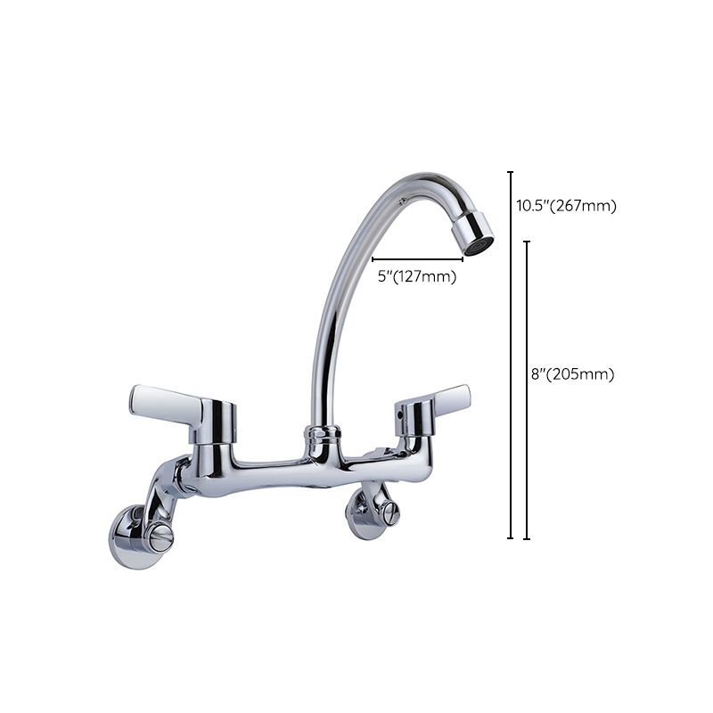 Modern Bar Faucet Brass Double Handle Wall Mounted Pot Filler Faucet