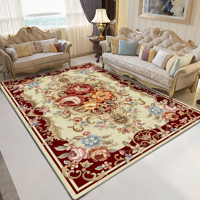 Navy Traditional Area Rug Medallion Pattern Polyester Area Carpet Stain Resistant Rug for Home Decor