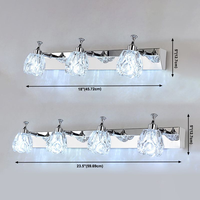 Multi-Lights Unique Shade Wall Sconce Modern Simple Style Mirror Crystal Wall Lighting in Silver