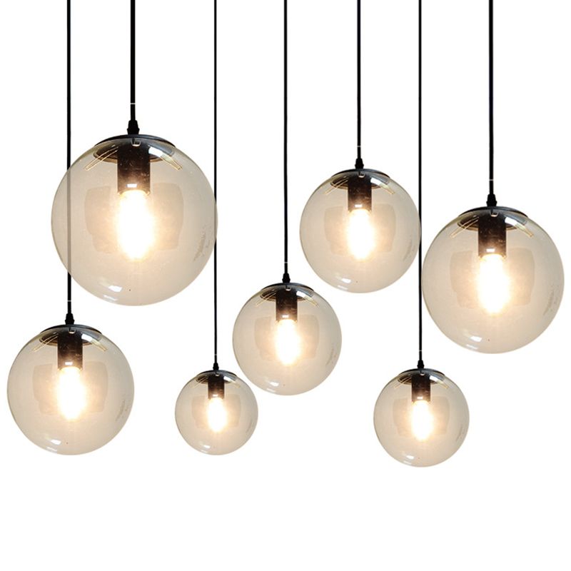 1 Light Globe Light Pendant Nordic Industrial Style Glass Hanging Lights for Restaurant