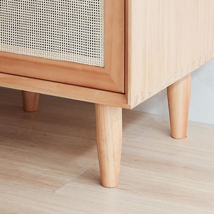 Rattan Bedside Table Modern Minimalist Bed Nightstand with Legs