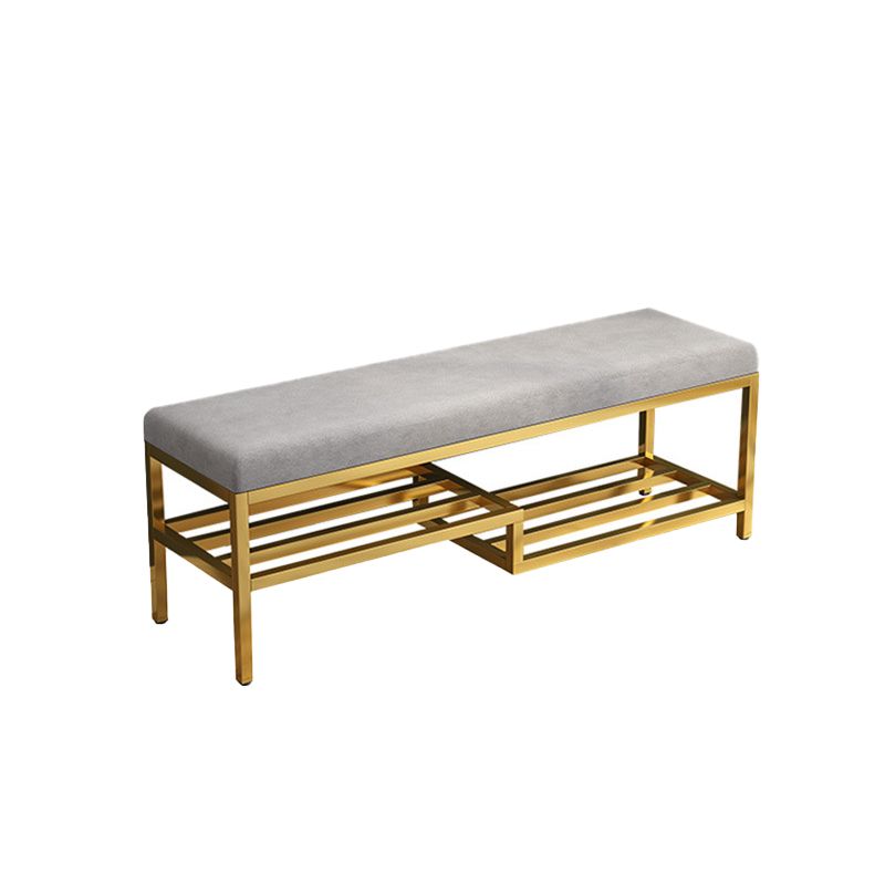 Modern Bench Cushioned Metal Seating Bench with Shoe Storage