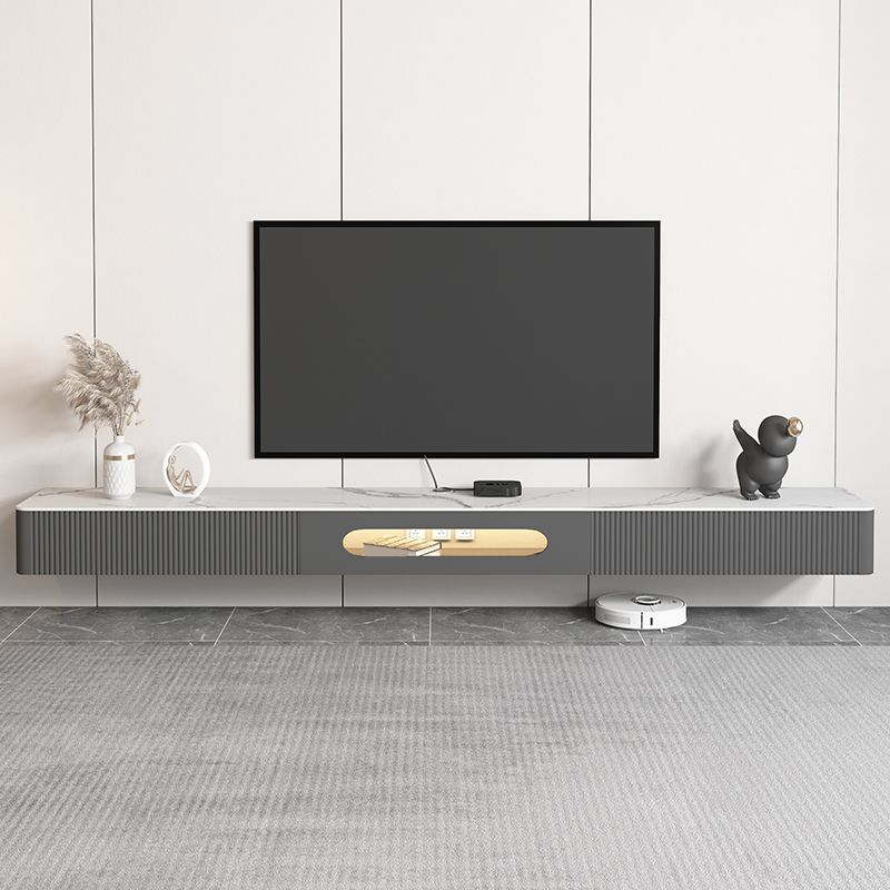 Contemporary Media Console Floating Stone Stand Console with Drawers for Living Room