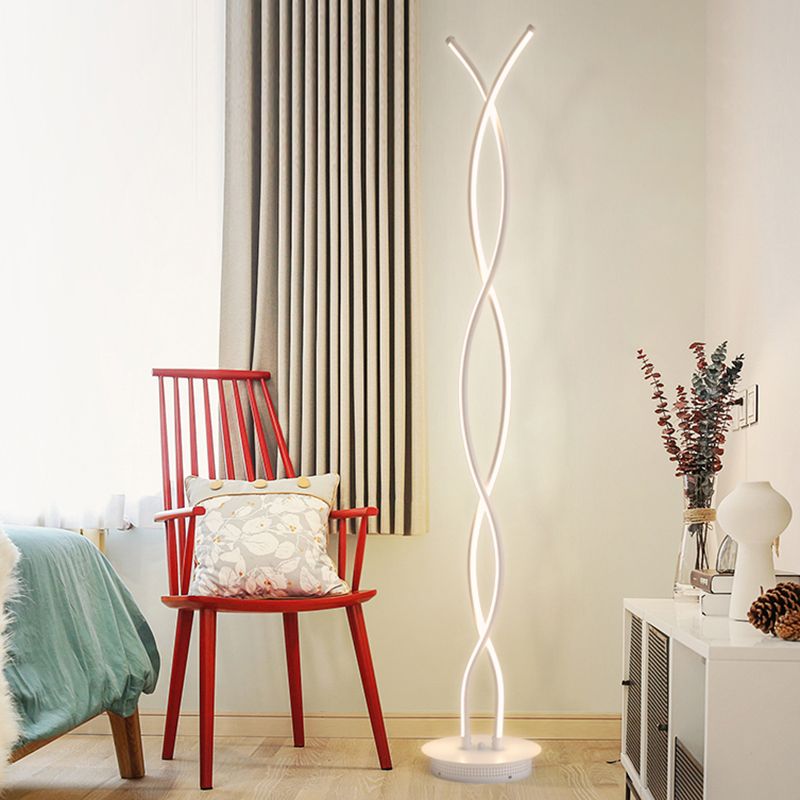 Acrylic Spiral Linear Standing Floor Lighting Simplicity LED White Floor Reading Lamp for Bedroom