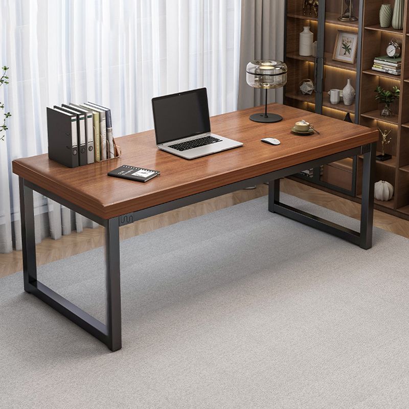 Wood Contemporary Office Desk Antique Finish Computer Desk with Metal Legs