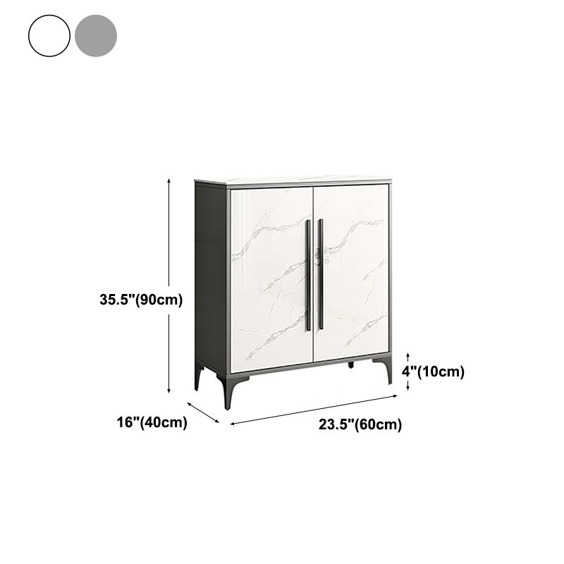 Simple White Buffet Server Stone Top Dining Server for Living Room