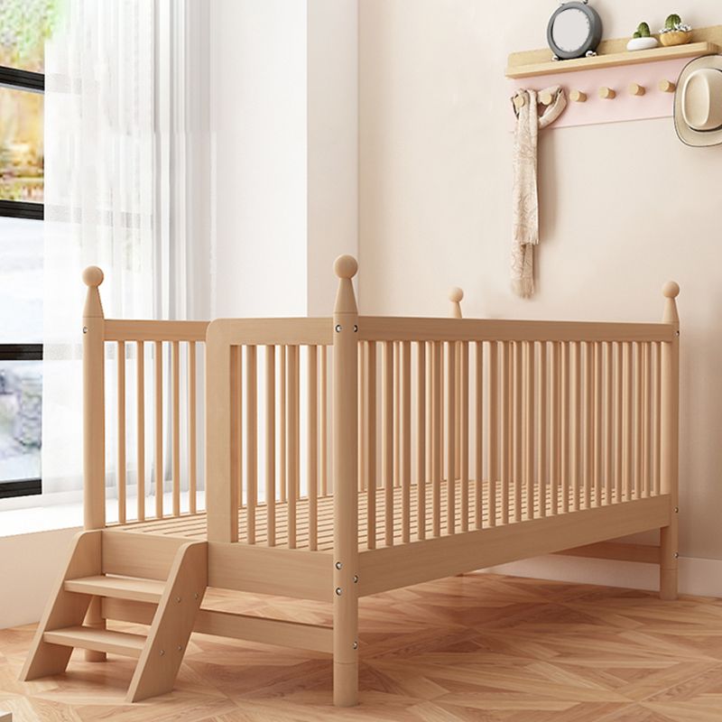 Solid Wood Kids Bed Natural Toddler Bed with Detachable Guardrails