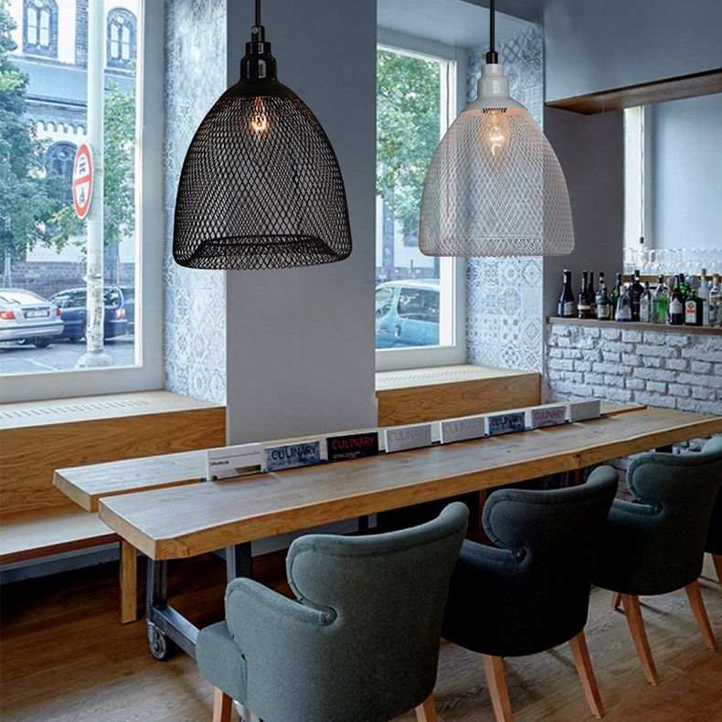 Bell Metal Pendant Light Industrial One Bulbe Room Dining Plafing Plafond Light in Black / White / Copper