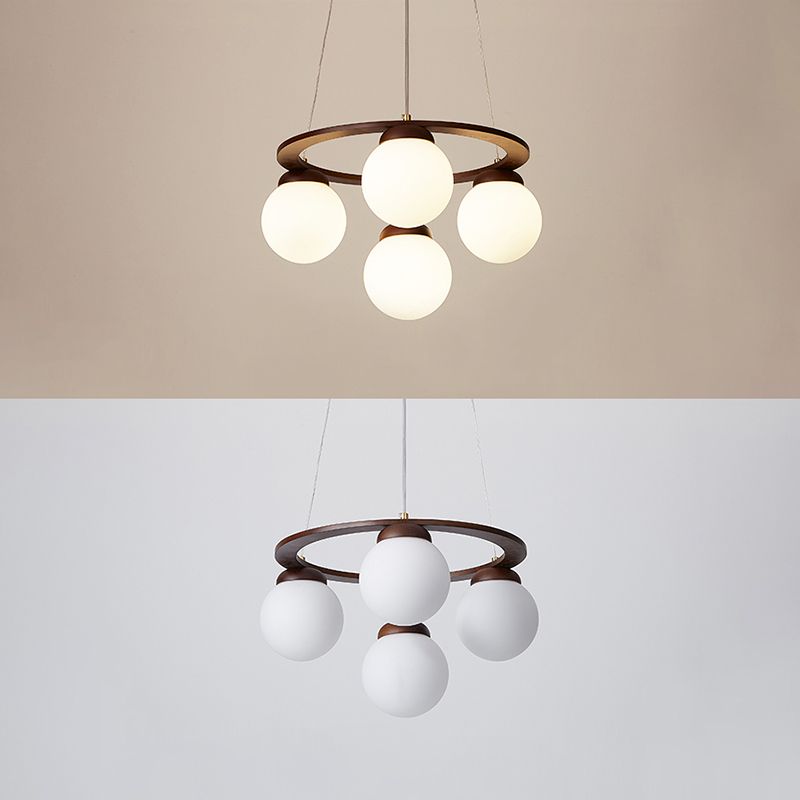 Circle Chandelier Lighting Fixture Simple Wooden Hanging Ceiling Light for Living Room