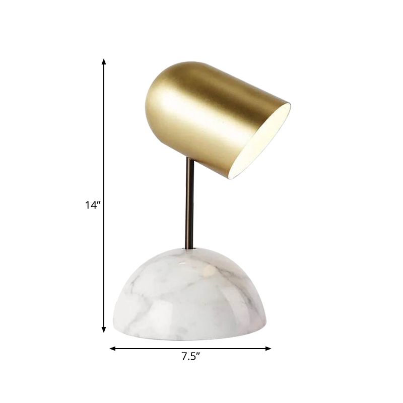 Marble Dome Table Light Postmodern 1 Head Nightstand Light with Angled Elongated Lampshade in Gold