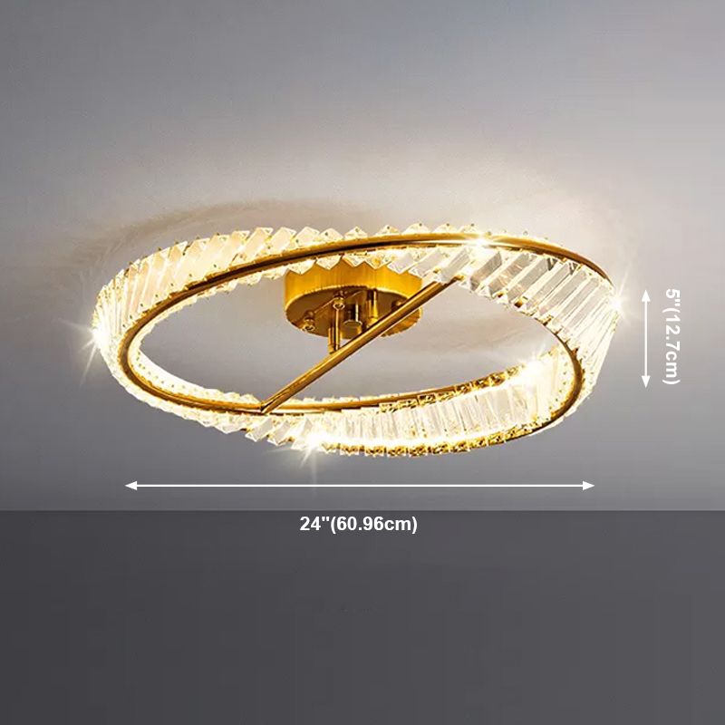 Electroplate Metal LED Ceiling Light in Modern Creative Style Crystal Circular Flush Mount in Gold