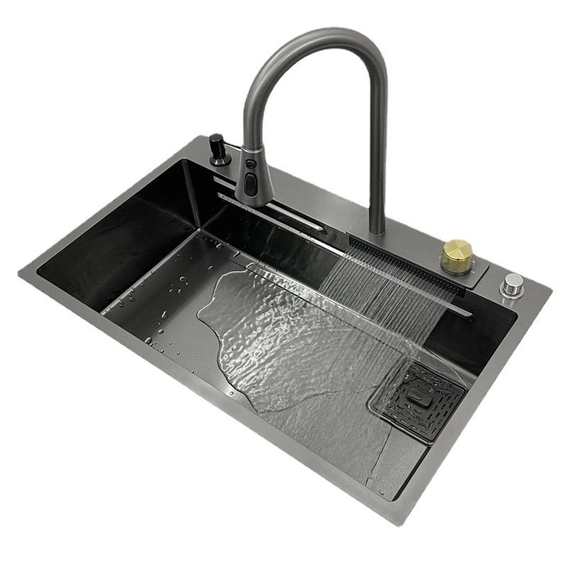 Contemporary Style Kitchen Sink Stainless Steel Drop-In Kitchen Sink with Faucet