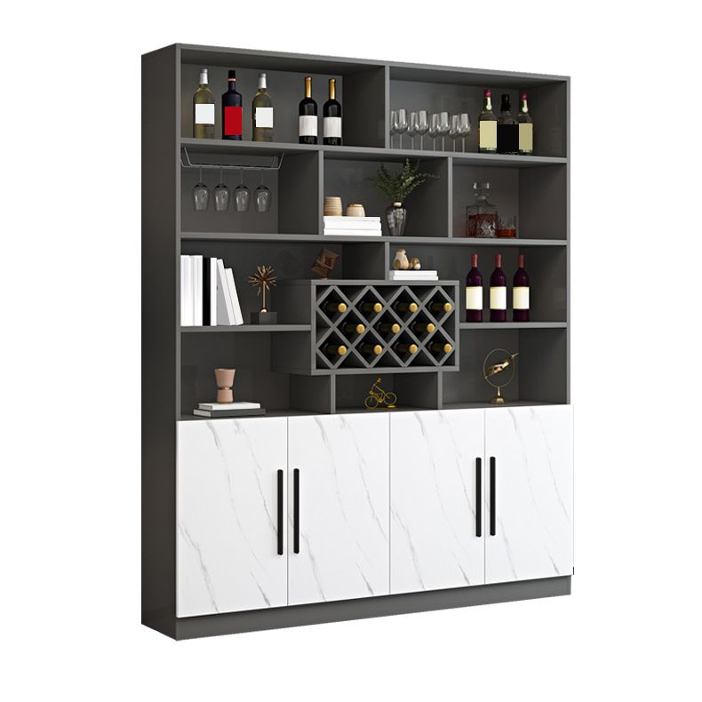 Modern Style Manufactured Wood Floor Wine Bottle Holder with Storage Shelves