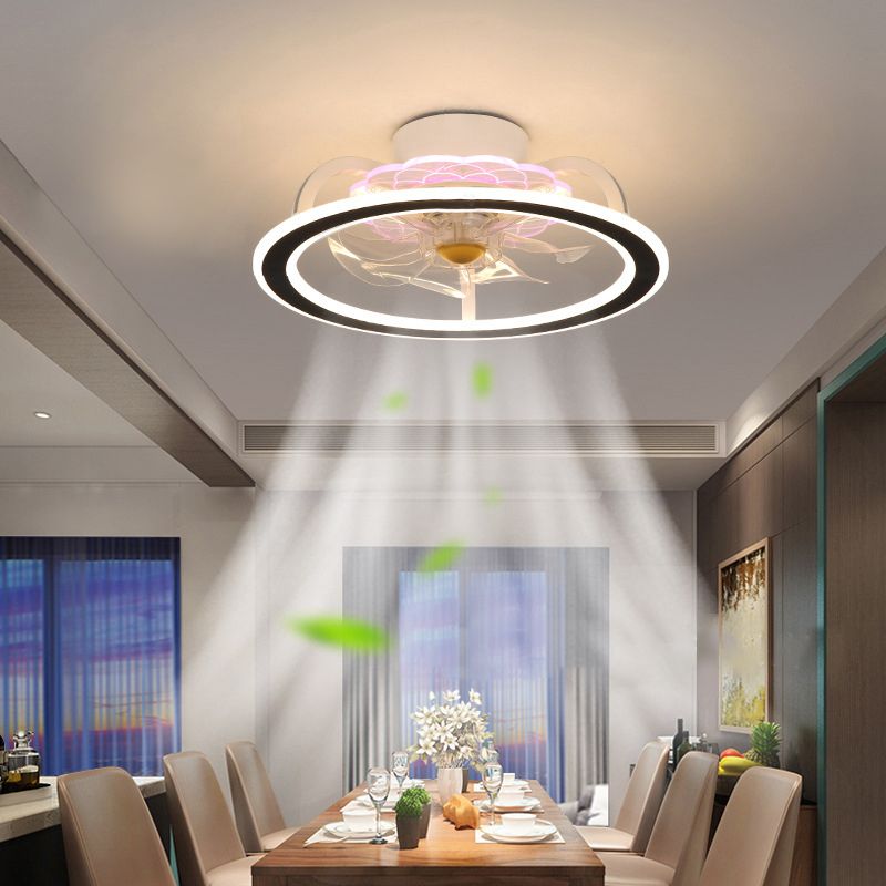 Hoop Shaped Dining Room Fan Lighting Acrylic LED Minimalist Semi Flush Mounted Ceiling Light