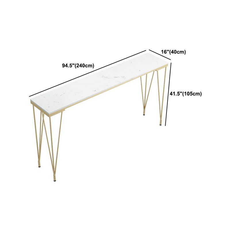 Glam Legs Counter Height Dining Table Rectangle White Stone Top Bar Table